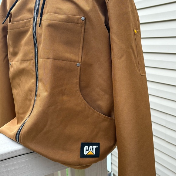 Caterpillar Work Light Water-Resistant Jacket 2310587 Size L Bronze Hooded Lined - Picture 3 of 9